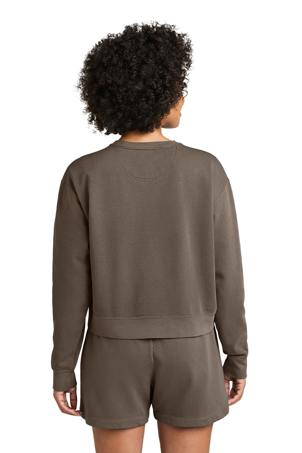 Comfort Colors 1566L Womens Crewneck Sweatshirt Espresso Brown Model Back