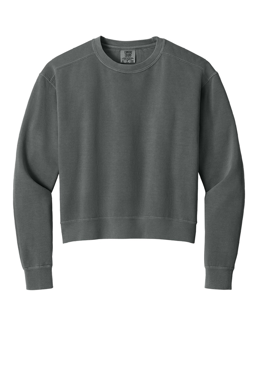 Comfort Colors 1566L Womens Crewneck Sweatshirt Pepper Grey Flat Front