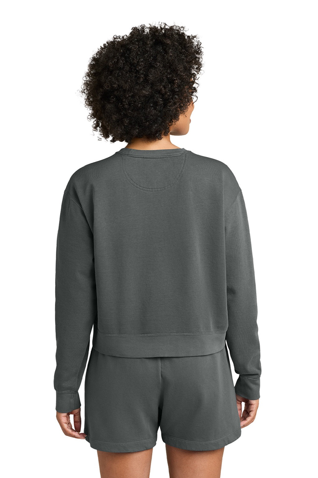 Comfort Colors 1566L Womens Crewneck Sweatshirt Pepper Grey Model Back