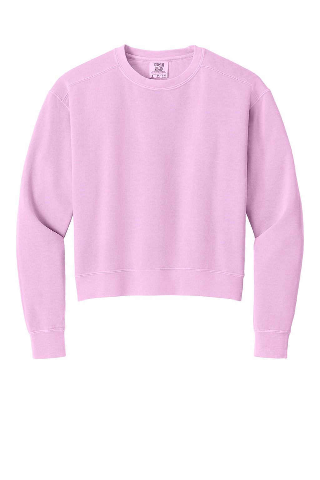 Comfort Colors 1566L Womens Crewneck Sweatshirt Rose Quartz Pink Flat Front
