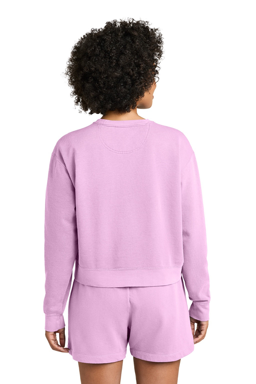 Comfort Colors 1566L Womens Crewneck Sweatshirt Rose Quartz Pink Model Back
