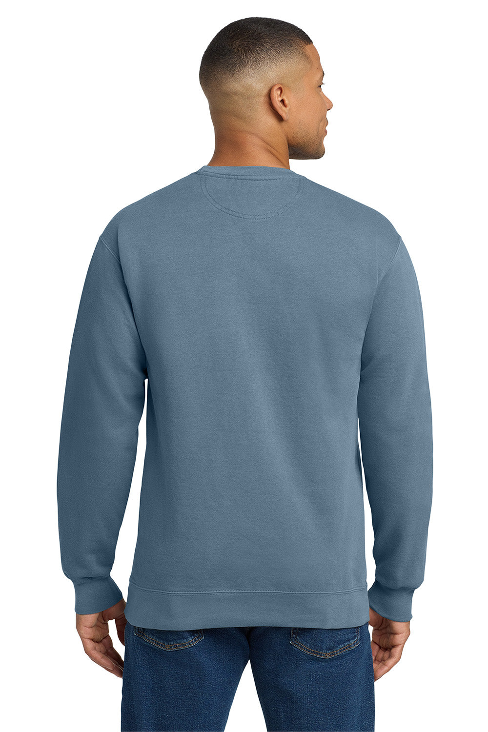 Comfort Colors 1566 Mens Crewneck Sweatshirt Blue Jean Model Back