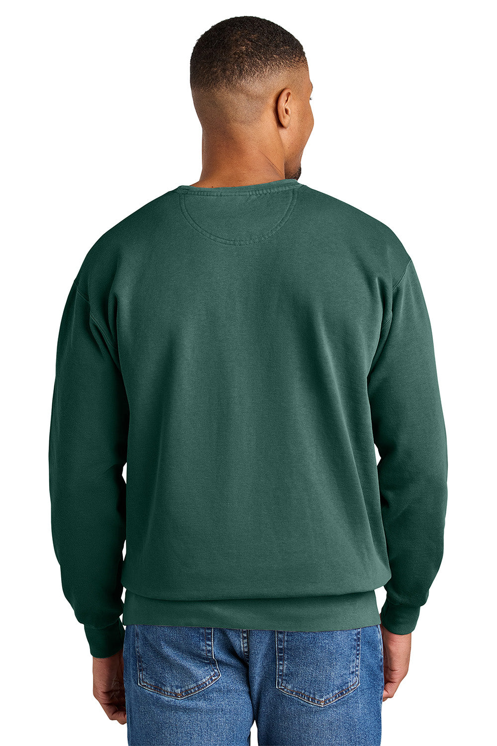 Comfort Colors 1566 Mens Crewneck Sweatshirt Blue Spruce Model Back