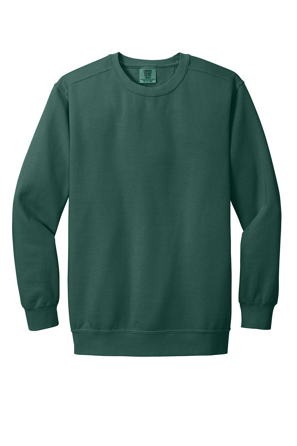 Comfort Colors 1566 Mens Crewneck Sweatshirt Blue Spruce Flat Front