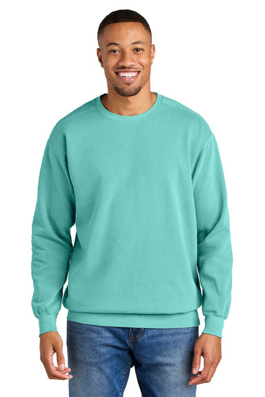 Comfort Colors 1566 Mens Crewneck Sweatshirt Chalky Mint Green Model Front
