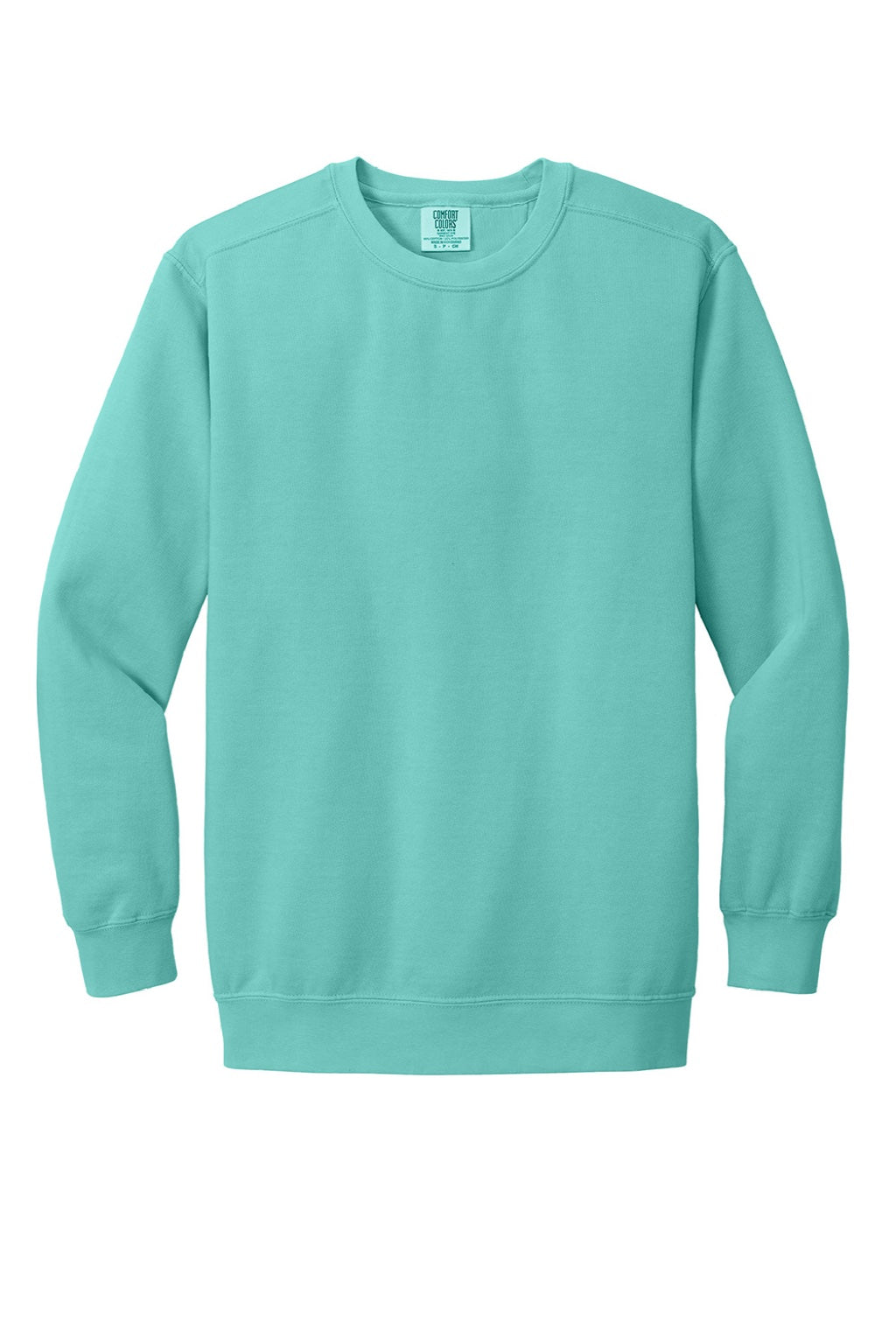 Comfort Colors 1566 Mens Crewneck Sweatshirt Chalky Mint Green Flat Front