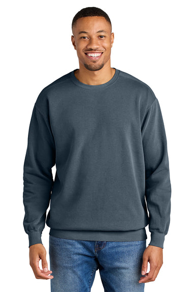 Comfort Colors 1566 Mens Crewneck Sweatshirt Denim Blue Model Front