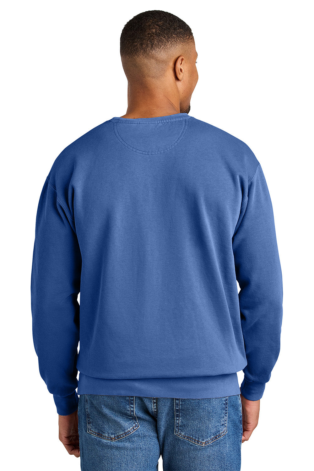 Comfort Colors 1566 Mens Crewneck Sweatshirt Flo Blue Model Back
