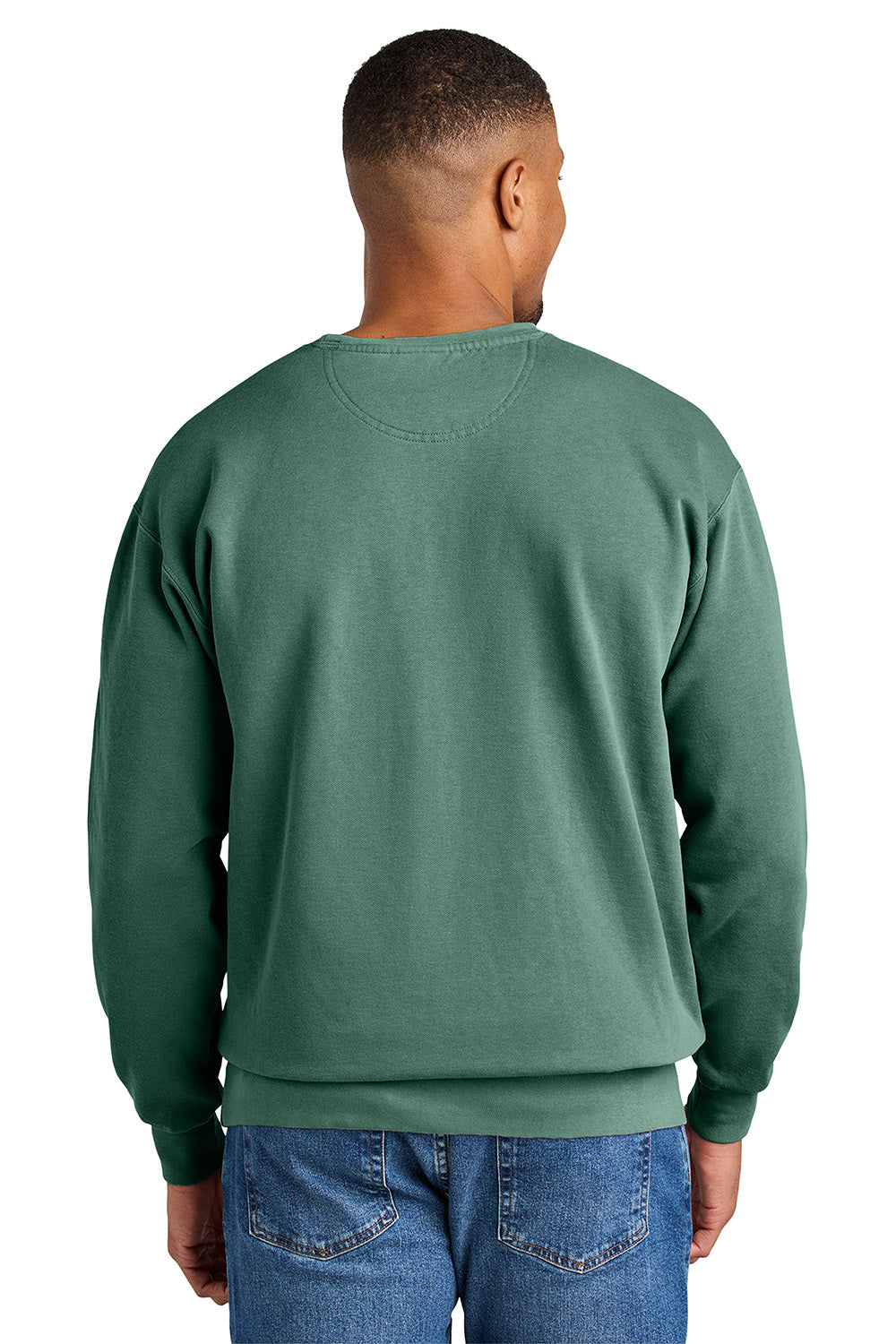 Comfort Colors 1566 Mens Crewneck Sweatshirt Light Green Model Back