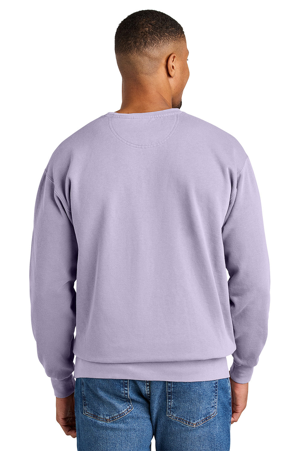 Comfort Colors 1566 Mens Crewneck Sweatshirt Orchid Purple Model Back