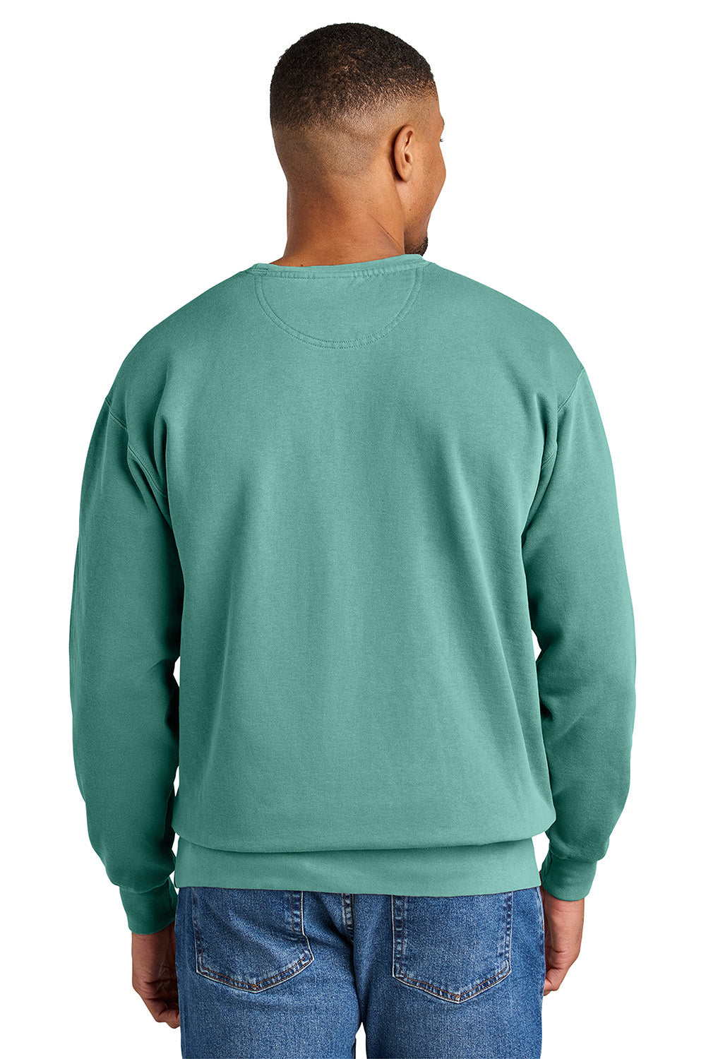 Comfort Colors 1566 Mens Crewneck Sweatshirt Seafoam Green Model Back