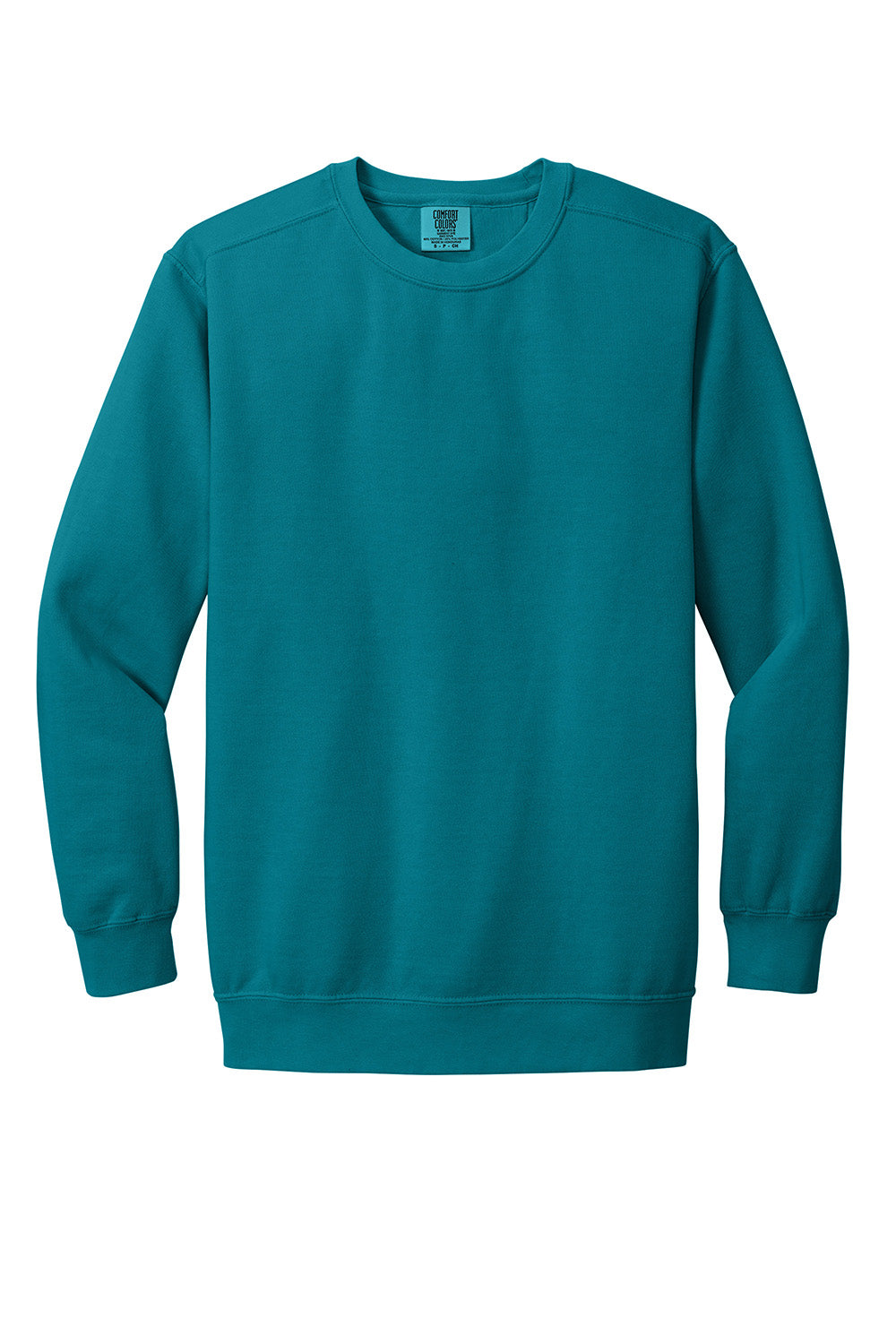 Comfort Colors 1566 Mens Crewneck Sweatshirt Topaz Blue Flat Front