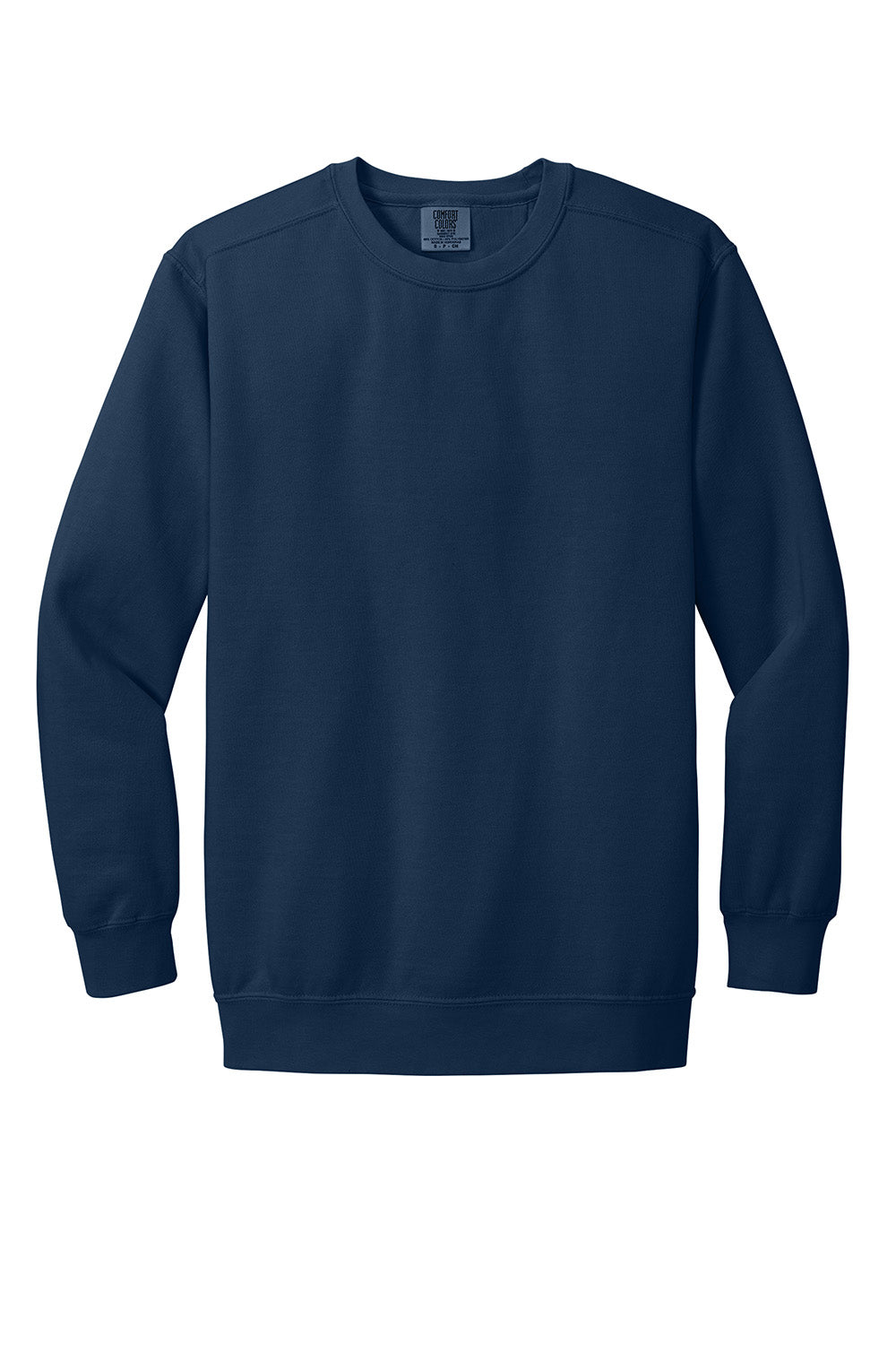 Comfort Colors 1566 Mens Crewneck Sweatshirt True Navy Blue Flat Front