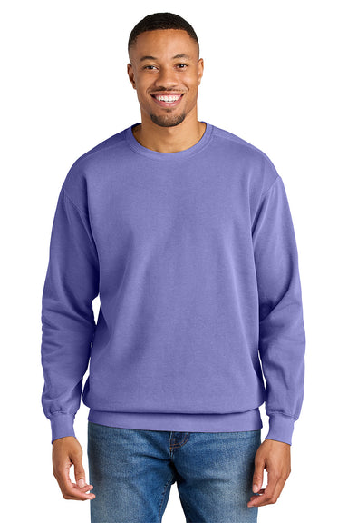 Comfort Colors 1566 Mens Crewneck Sweatshirt Violet Purple Model Front