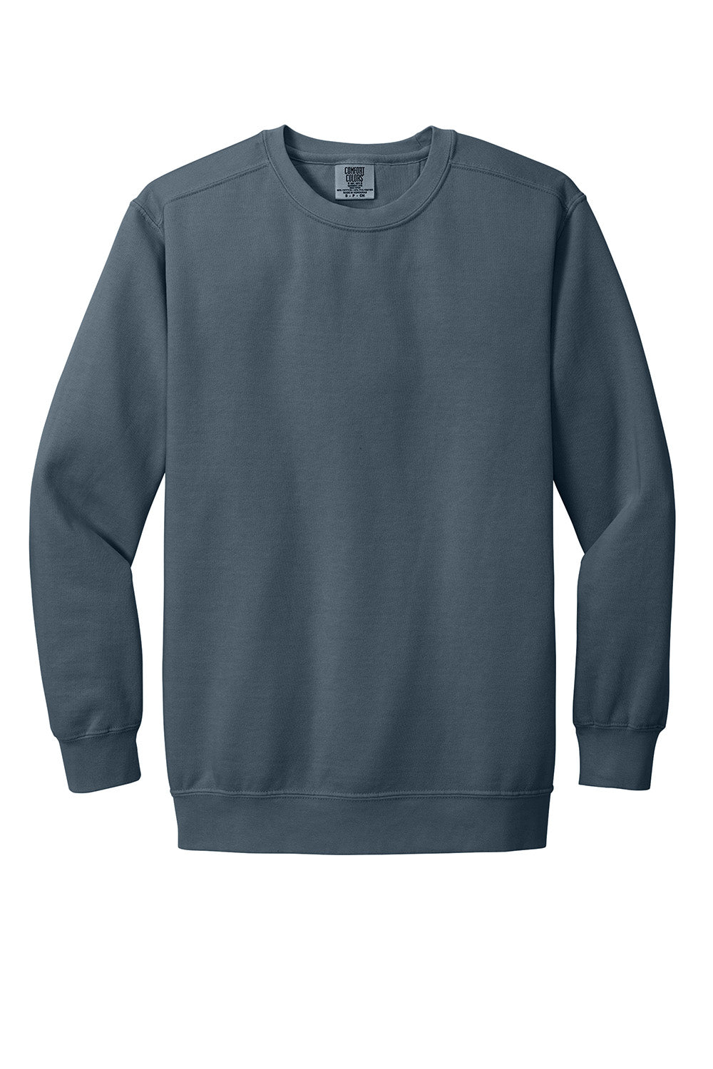 Comfort Colors 1566 Mens Crewneck Sweatshirt Denim Blue Flat Front