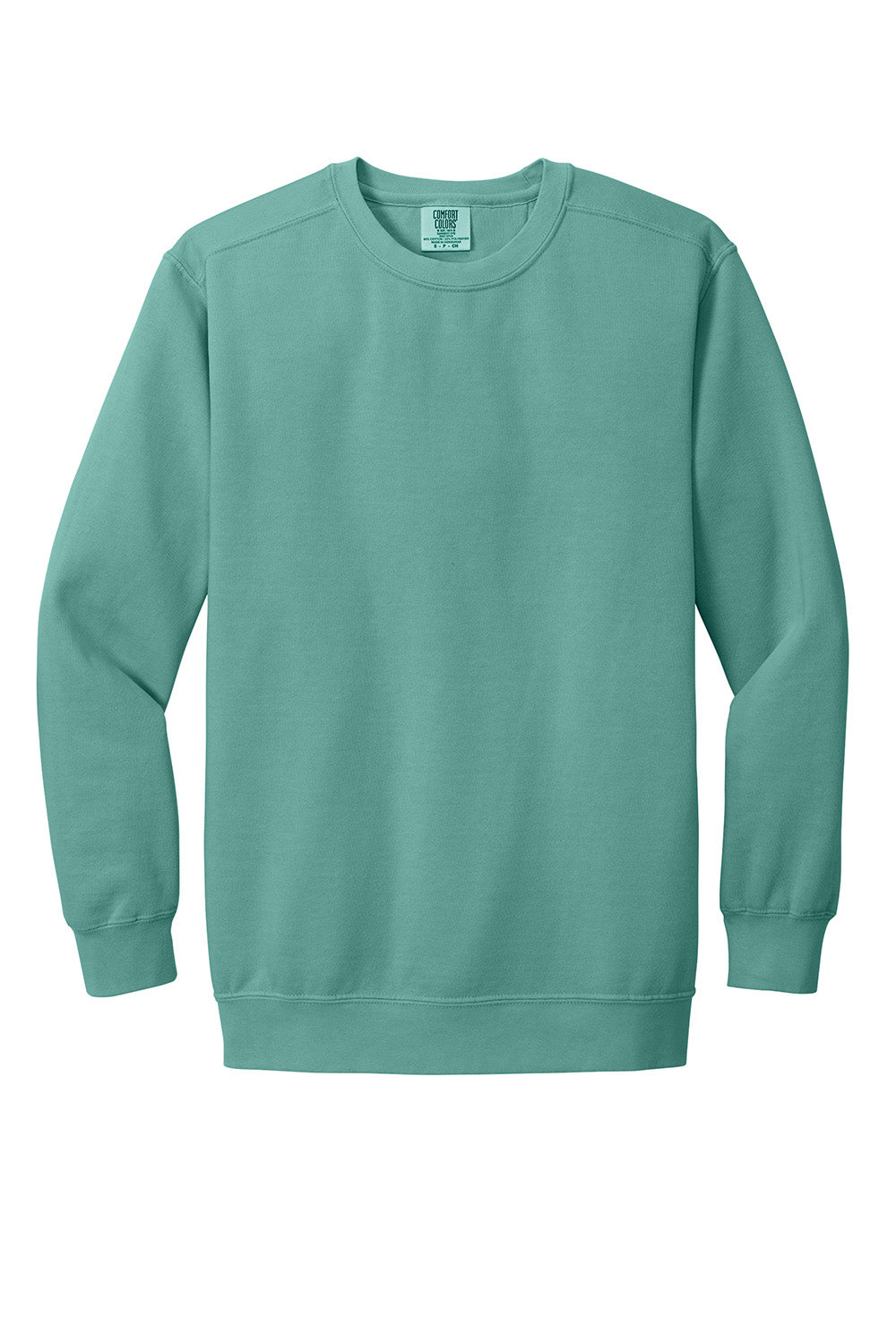 Comfort Colors 1566 Mens Crewneck Sweatshirt Seafoam Green Flat Front
