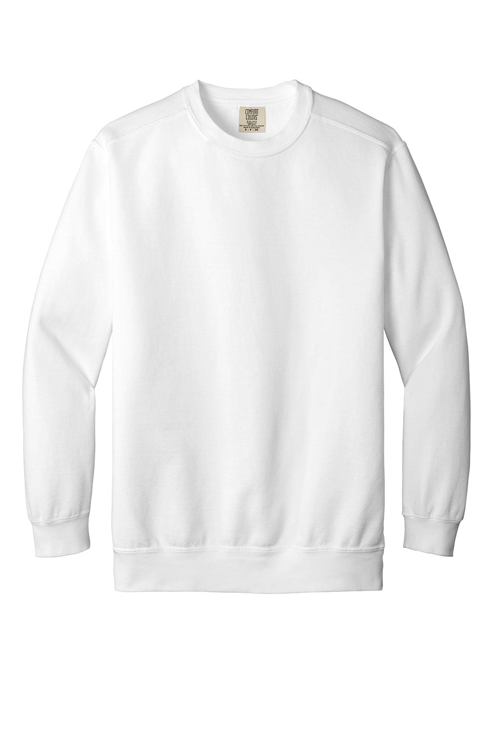Comfort Colors 1566 Mens Crewneck Sweatshirt White Flat Front