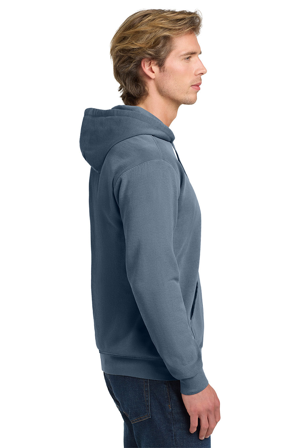Comfort Colors 1567 Mens Hooded Sweatshirt Hoodie w/ Pouch Pocket Blue Jean Model Side