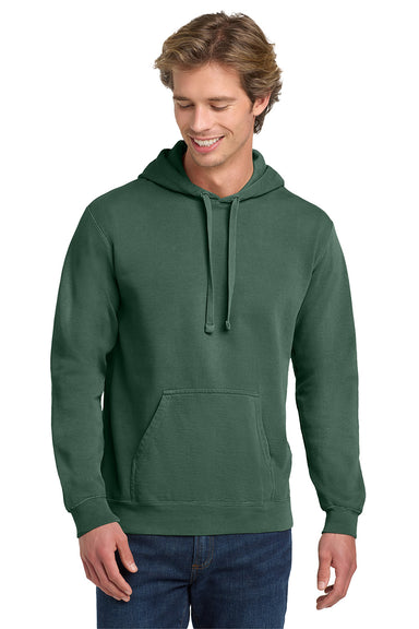 Comfort Colors 1567 Mens Hooded Sweatshirt Hoodie w/ Pouch Pocket Blue Spruce Model Front