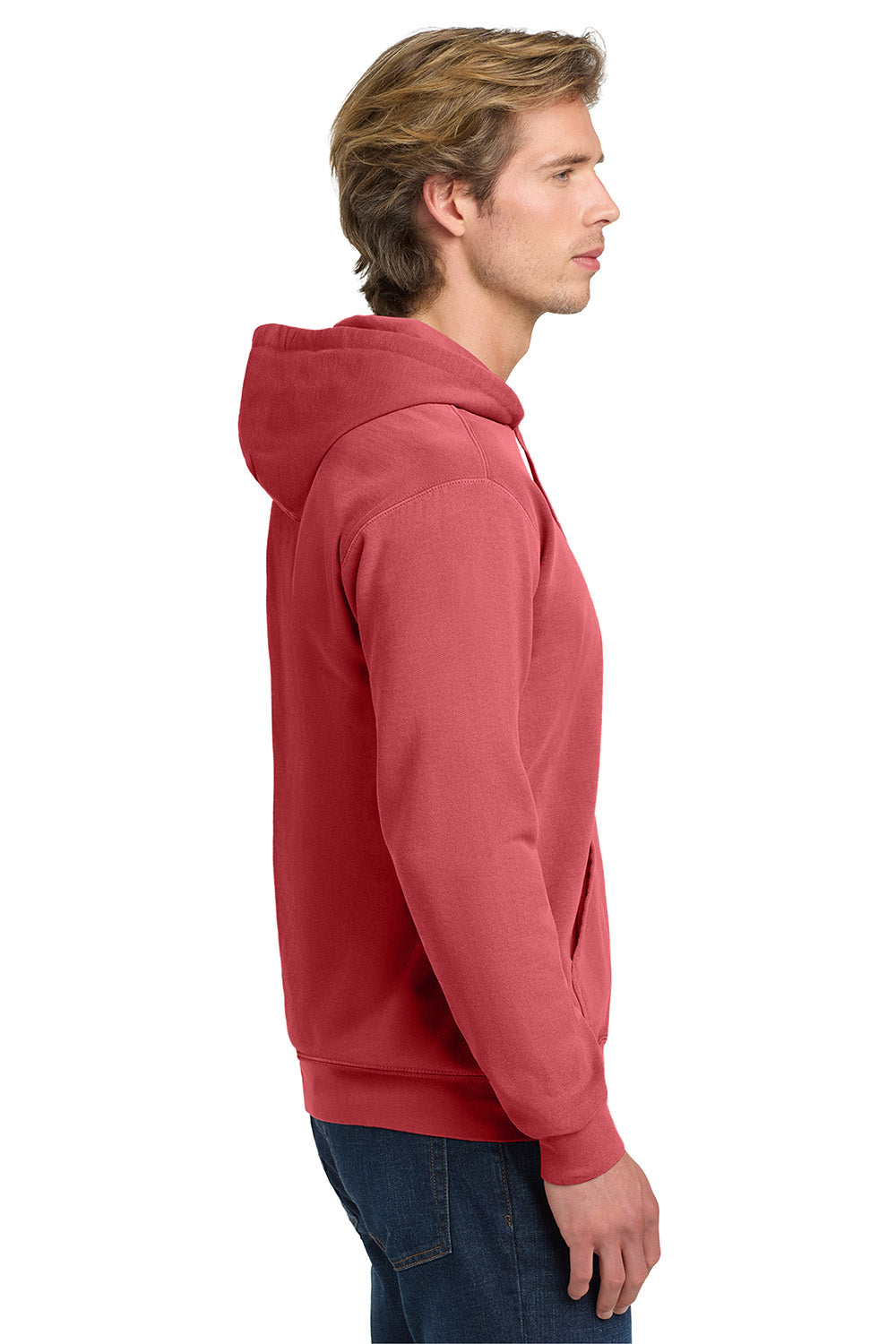 Comfort Colors 1567 Mens Hooded Sweatshirt Hoodie w/ Pouch Pocket Crimson Red Model Side