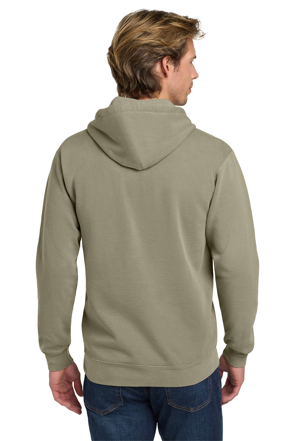 Comfort Colors 1567 Mens Hooded Sweatshirt Hoodie w/ Pouch Pocket Grey Model Back