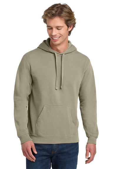 Comfort Colors 1567 Mens Hooded Sweatshirt Hoodie w/ Pouch Pocket Grey Model Front