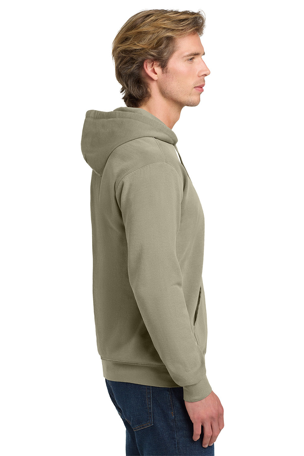 Comfort Colors 1567 Mens Hooded Sweatshirt Hoodie w/ Pouch Pocket Grey Model Side