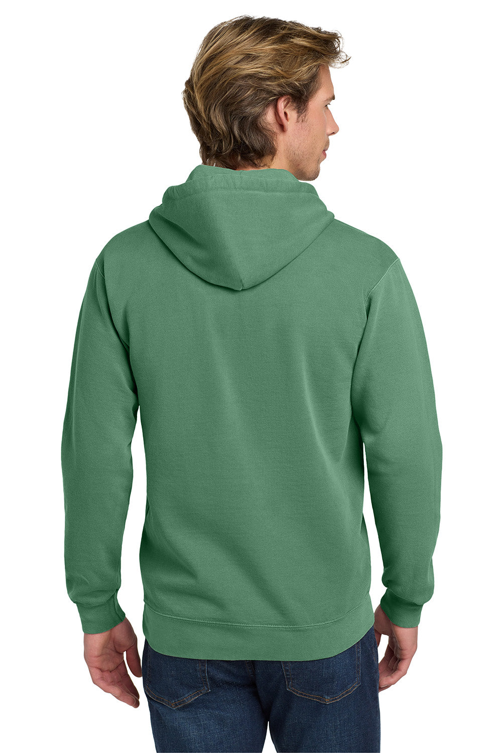 Comfort Colors 1567 Mens Hooded Sweatshirt Hoodie w/ Pouch Pocket Light Green Model Back
