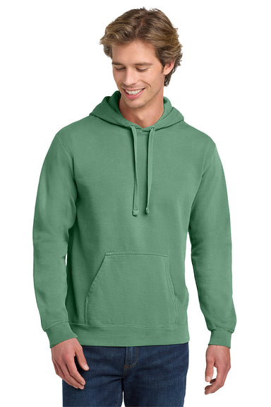 Comfort Colors 1567 Mens Hooded Sweatshirt Hoodie w/ Pouch Pocket Light Green Model Front