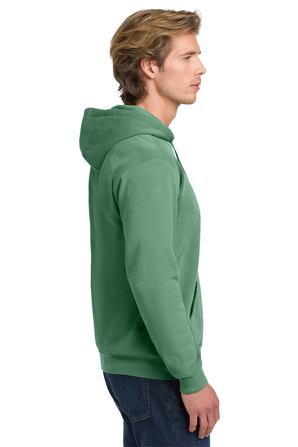 Comfort Colors 1567 Mens Hooded Sweatshirt Hoodie w/ Pouch Pocket Light Green Model Side