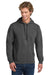 Comfort Colors 1567 Mens Hooded Sweatshirt Hoodie w/ Pouch Pocket Pepper Grey Model Front