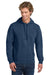Comfort Colors 1567 Mens Hooded Sweatshirt Hoodie w/ Pouch Pocket True Navy Blue Model Front