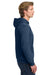 Comfort Colors 1567 Mens Hooded Sweatshirt Hoodie w/ Pouch Pocket True Navy Blue Model Side