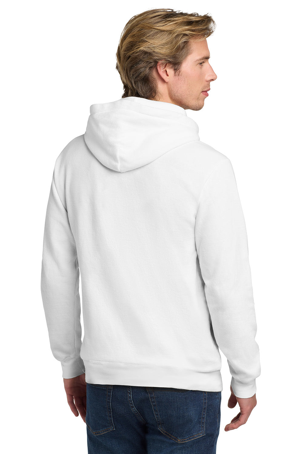 Comfort Colors 1567 Mens Hooded Sweatshirt Hoodie w/ Pouch Pocket White Model Back