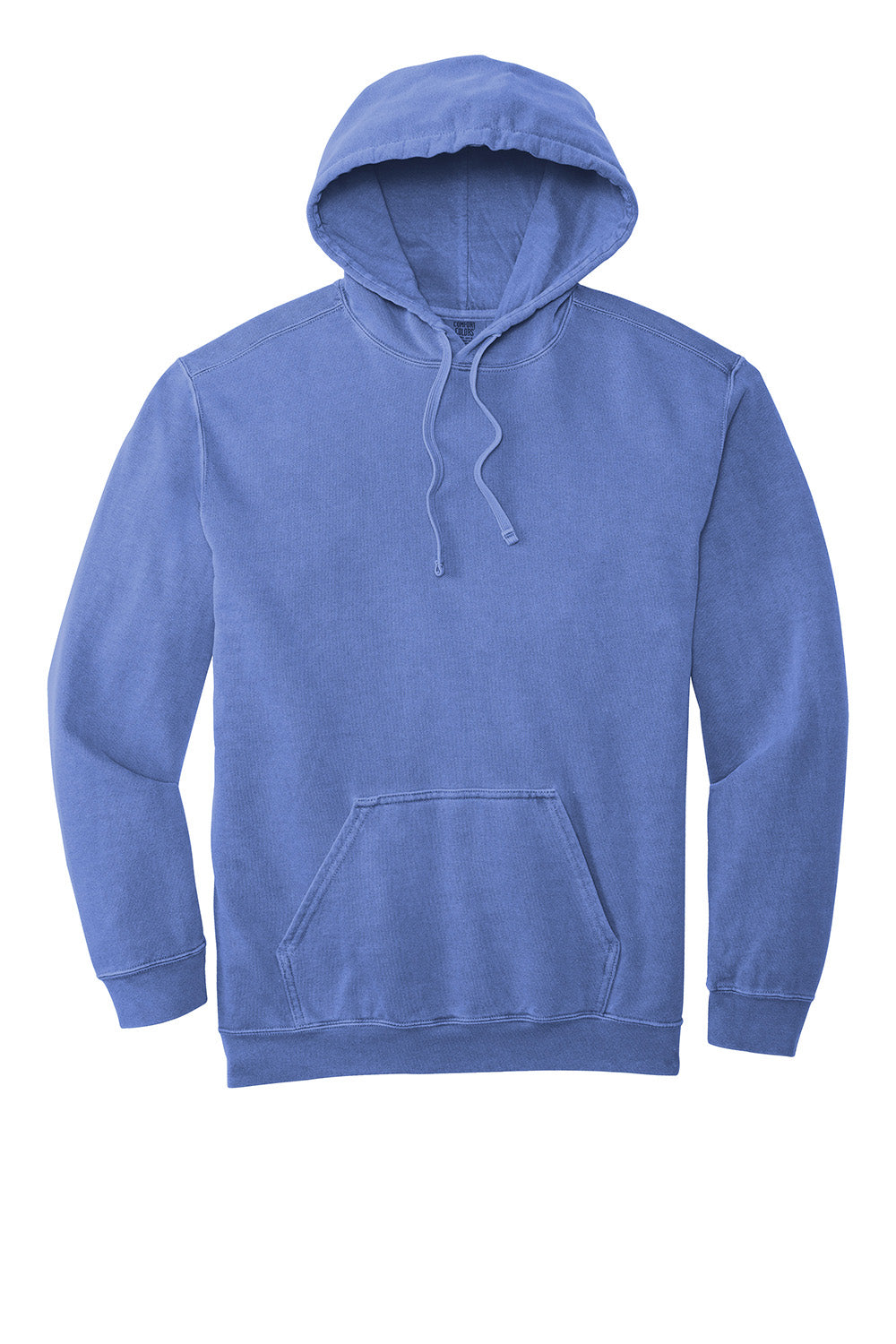 Comfort Colors 1567 Mens Hooded Sweatshirt Hoodie w/ Pouch Pocket Flo Blue Flat Front