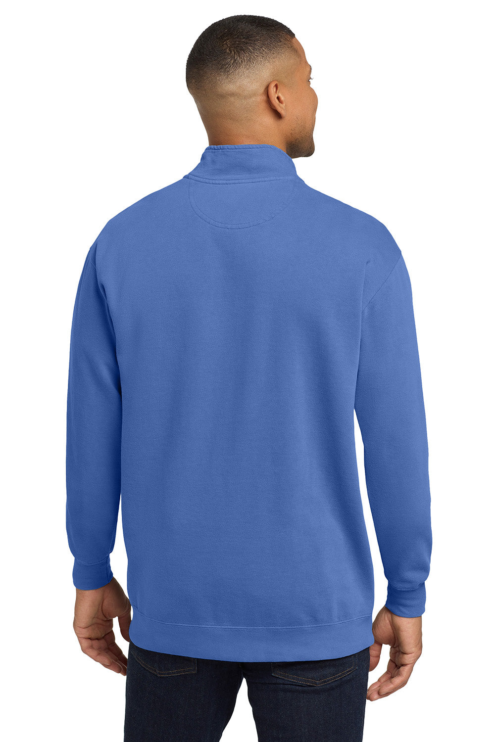 Comfort Colors 1580 Mens 1/4 Zip Sweatshirt Flo Blue Model Back