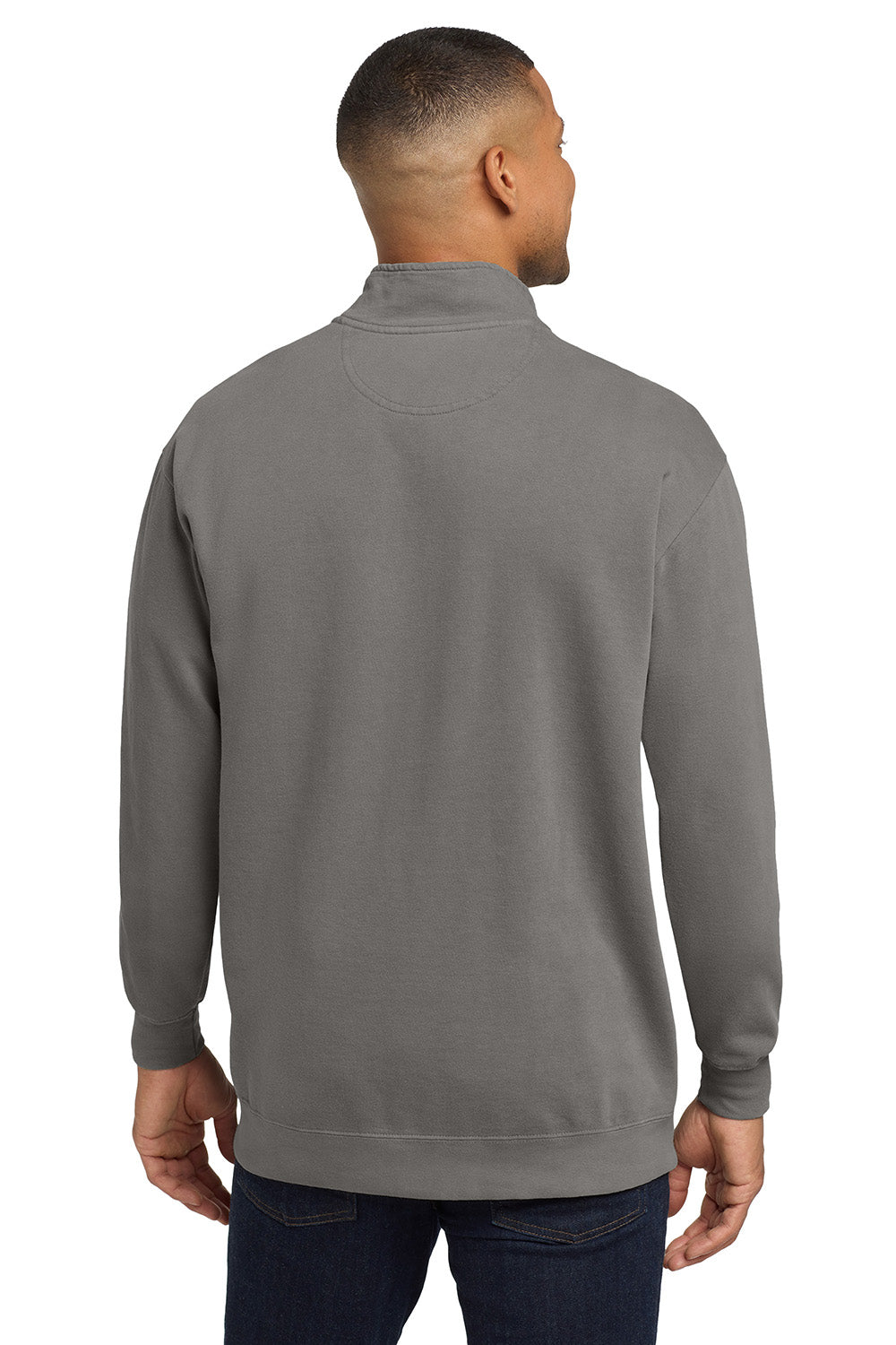 Comfort Colors 1580 Mens 1/4 Zip Sweatshirt Grey Model Back