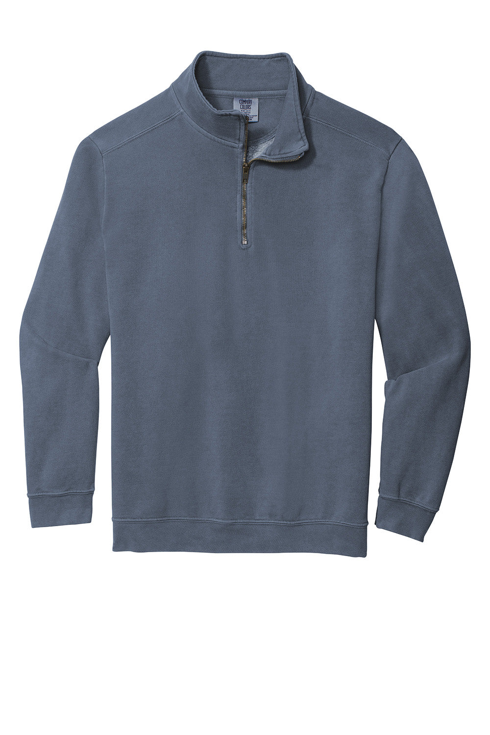 Comfort Colors 1580 Mens 1/4 Zip Sweatshirt Blue Jean Flat Front
