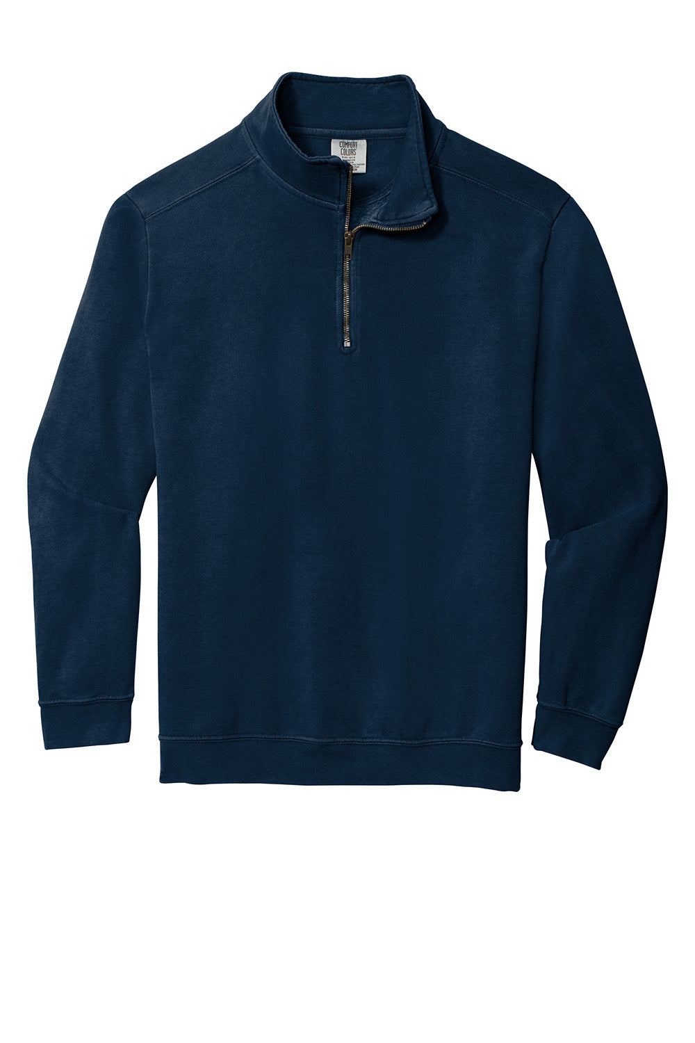 Comfort Colors 1580 Mens 1/4 Zip Sweatshirt True Navy Blue Flat Front