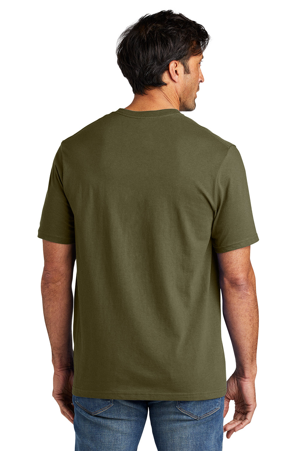 Volunteer Knitwear VL100 Mens USA Made All American Short Sleeve Crewneck T-Shirt Olive Drab Green Model Back