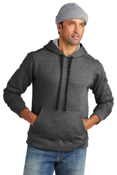 Volunteer Knitwear VL130H Mens USA Made Chore Fleece Hooded Sweatshirt Hoodie w/ Pouch Pocket Heather Charcoal Grey Model Front
