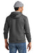 Volunteer Knitwear VL130H Mens USA Made Chore Fleece Hooded Sweatshirt Hoodie w/ Pouch Pocket Heather Charcoal Grey Model Back
