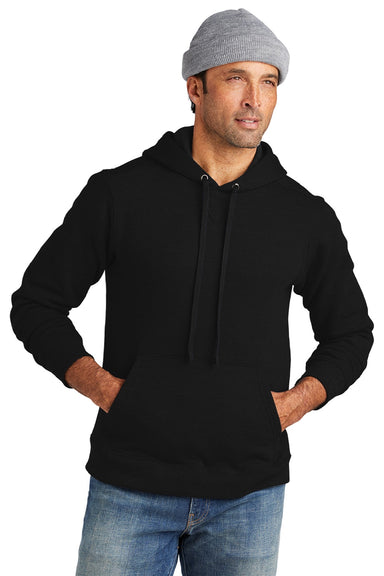 Volunteer Knitwear VL130H Mens USA Made Chore Fleece Hooded Sweatshirt Hoodie w/ Pouch Pocket Deep Black Model Front