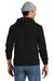 Volunteer Knitwear VL130H Mens USA Made Chore Fleece Hooded Sweatshirt Hoodie w/ Pouch Pocket Deep Black Model Back