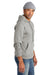 Volunteer Knitwear VL130H Mens USA Made Chore Fleece Hooded Sweatshirt Hoodie w/ Pouch Pocket Heather Grey Model Side