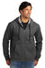 Volunteer Knitwear VL130ZH Mens USA Made Chore Fleece Full Zip Hooded Sweatshirt Hoodie w/ Pockets Heather Charcoal Grey Model Front