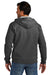 Volunteer Knitwear VL130ZH Mens USA Made Chore Fleece Full Zip Hooded Sweatshirt Hoodie w/ Pockets Heather Charcoal Grey Model Back