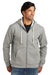 Volunteer Knitwear VL130ZH Mens USA Made Chore Fleece Full Zip Hooded Sweatshirt Hoodie w/ Pockets Heather Grey Model Front