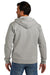 Volunteer Knitwear VL130ZH Mens USA Made Chore Fleece Full Zip Hooded Sweatshirt Hoodie w/ Pockets Heather Grey Model Back