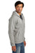 Volunteer Knitwear VL130ZH Mens USA Made Chore Fleece Full Zip Hooded Sweatshirt Hoodie w/ Pockets Heather Grey Model Side